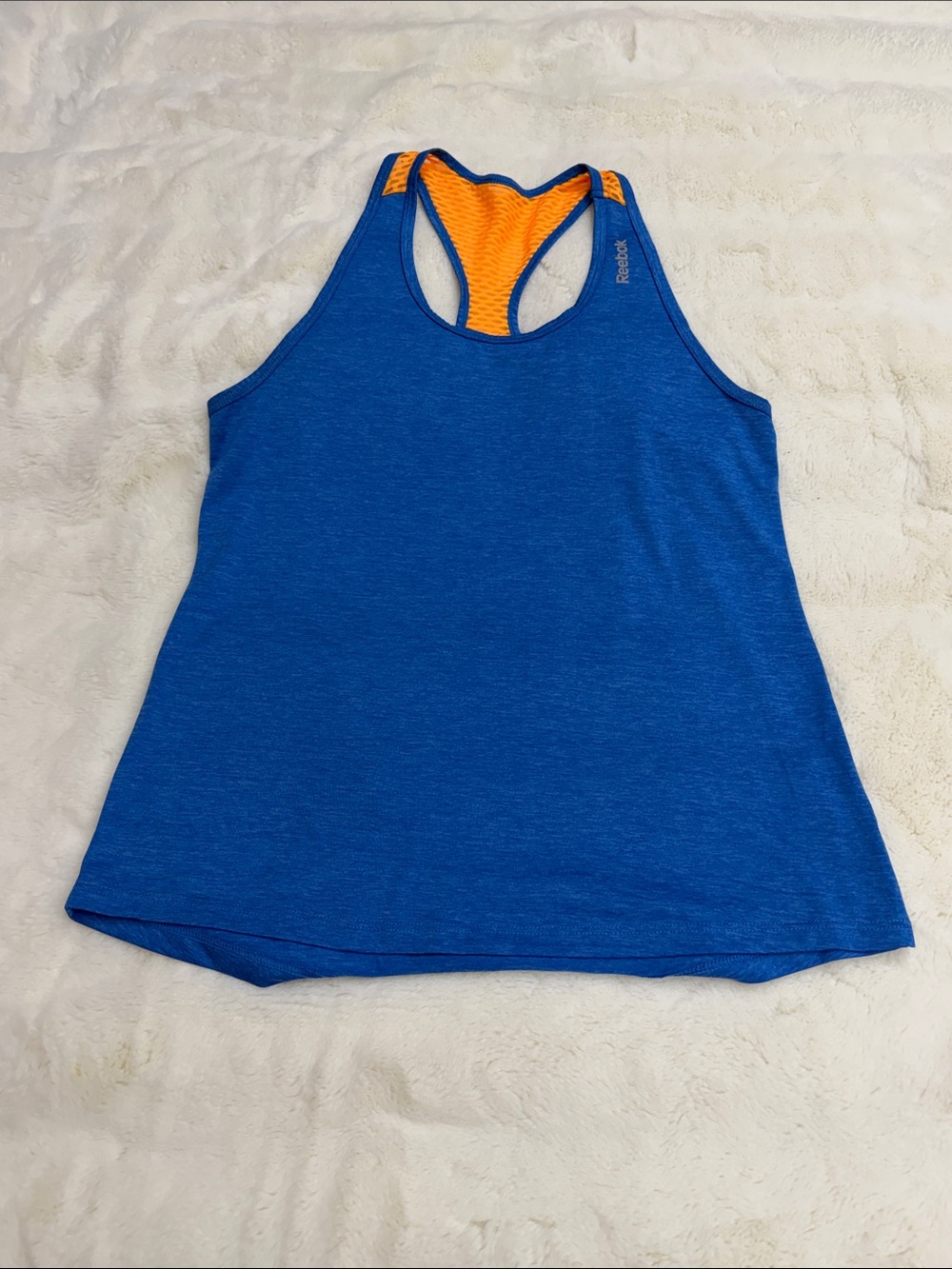 Reebok Blue Tank with Orange Racerback Accent